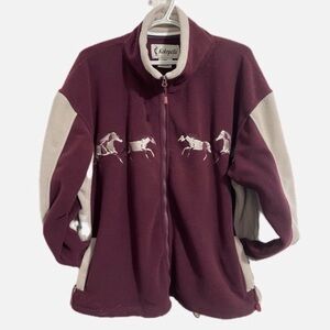 Kokopelli vintage fleece jacket withh embroidered horses.